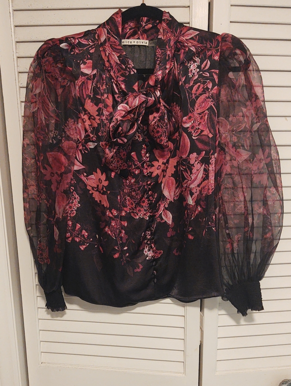 Alice and Olivia Bow Tie Neck Blouse.